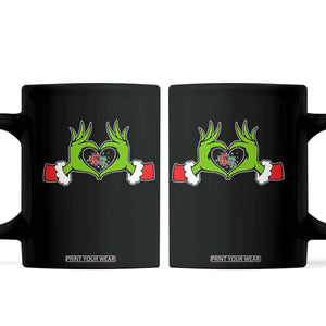 Funny Six Seven Christmas 67 Meme Gen Alpha Elf Heart Hands Coffee Mug TS11 Black Print Your Wear