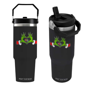 Funny Six Seven Christmas 67 Meme Gen Alpha Elf Heart Hands Flip Straw Tumbler TS11 One Size: 30 oz Black Print Your Wear