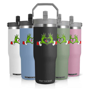 Funny Six Seven Christmas 67 Meme Gen Alpha Elf Heart Hands Flip Straw Tumbler TS11 Print Your Wear