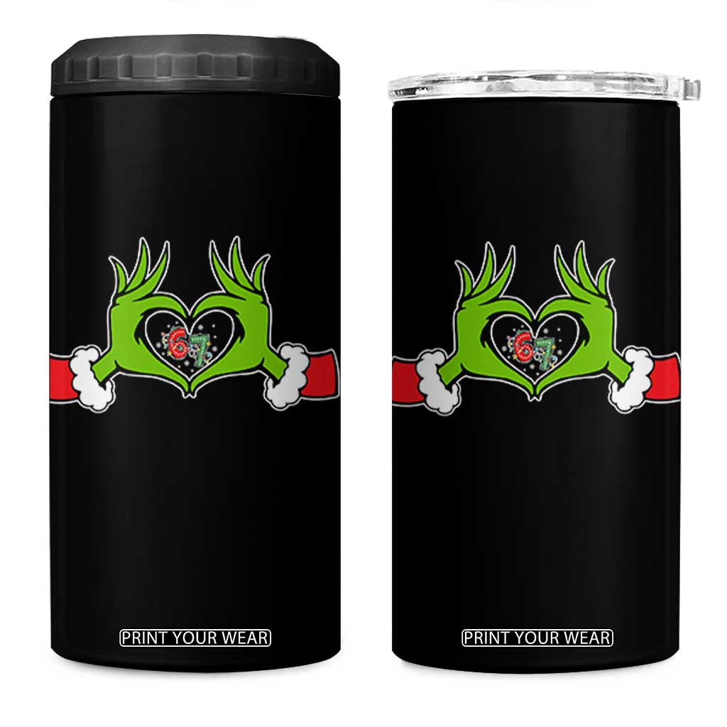 Funny Six Seven Christmas 67 Meme Gen Alpha Elf Heart Hands 4 in 1 Can Cooler Tumbler TS11 One Size: 16 oz Black Print Your Wear