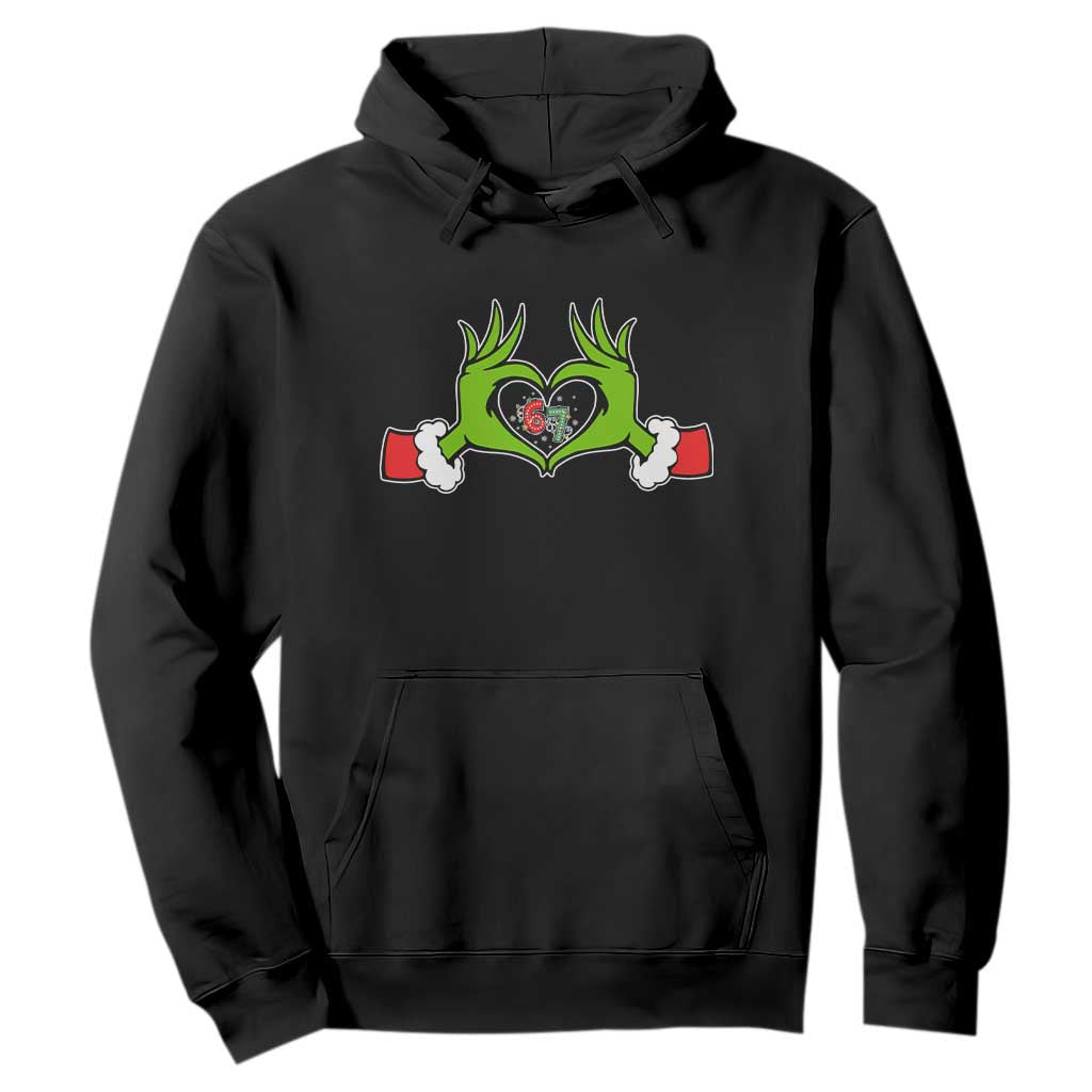 Funny Six Seven Christmas 67 Meme Gen Alpha Elf Heart Hands Hoodie TS11 Black Print Your Wear