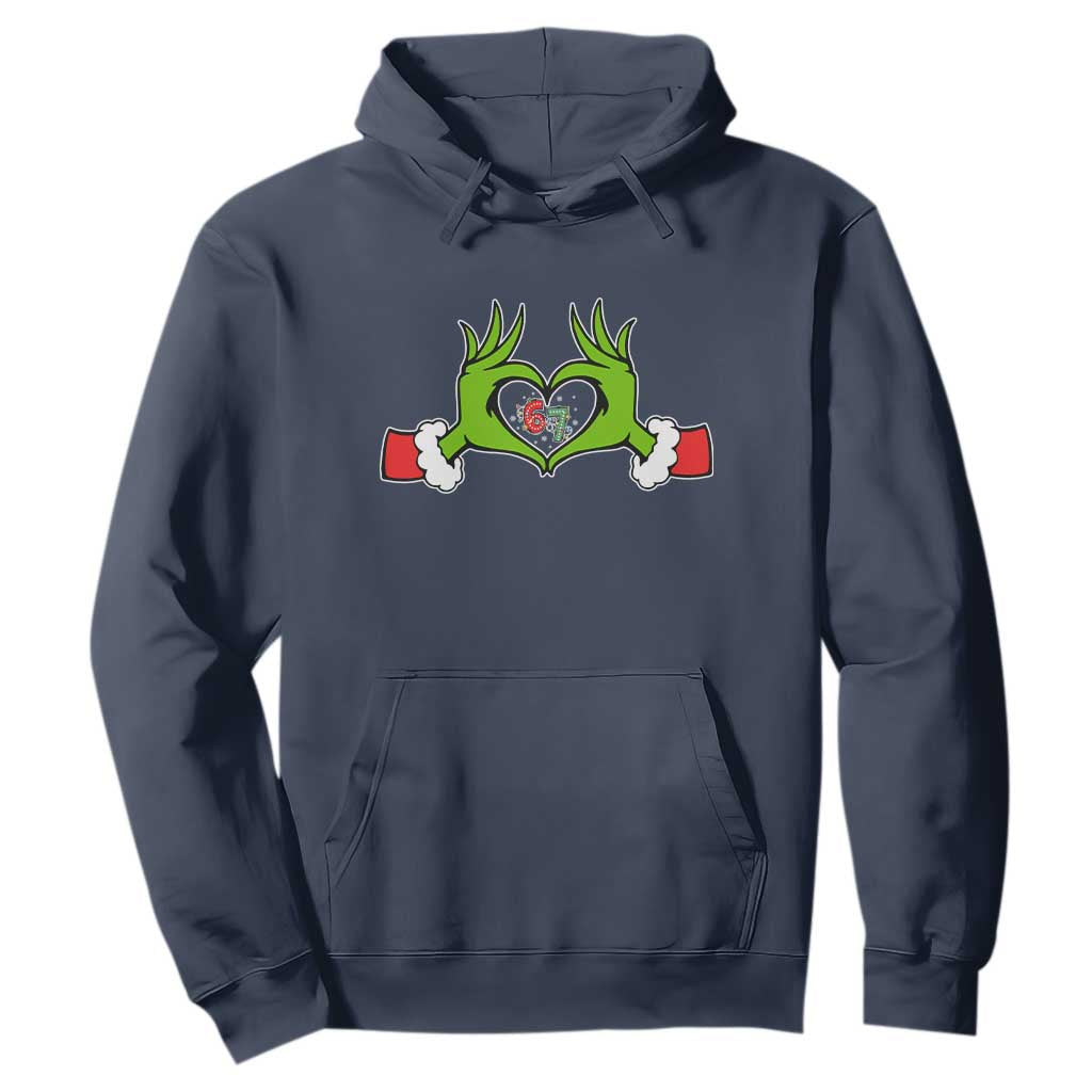 Funny Six Seven Christmas 67 Meme Gen Alpha Elf Heart Hands Hoodie TS11 Navy Print Your Wear