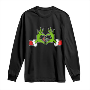 Funny Six Seven Christmas 67 Meme Gen Alpha Elf Heart Hands Long Sleeve Shirt TS11 Black Print Your Wear