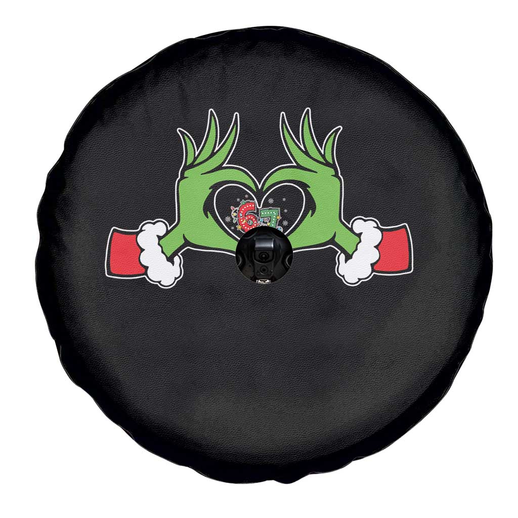 Funny Six Seven Christmas 67 Meme Gen Alpha Elf Heart Hands Spare Tire Cover TS11 Print Your Wear