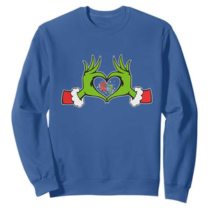 Funny Six Seven Christmas 67 Meme Gen Alpha Elf Heart Hands Sweatshirt TS11 Royal Blue Print Your Wear