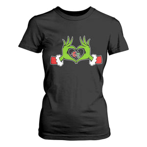 Funny Six Seven Christmas 67 Meme Gen Alpha Elf Heart Hands T Shirt For Women TS11 Black Print Your Wear