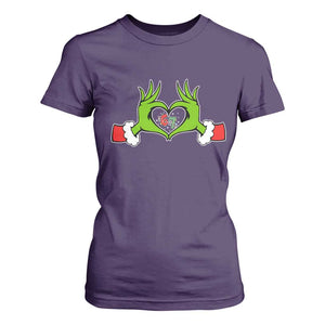 Funny Six Seven Christmas 67 Meme Gen Alpha Elf Heart Hands T Shirt For Women TS11 Purple Print Your Wear