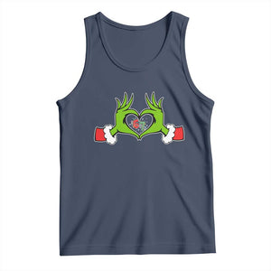 Funny Six Seven Christmas 67 Meme Gen Alpha Elf Heart Hands Tank Top TS11 Navy Print Your Wear