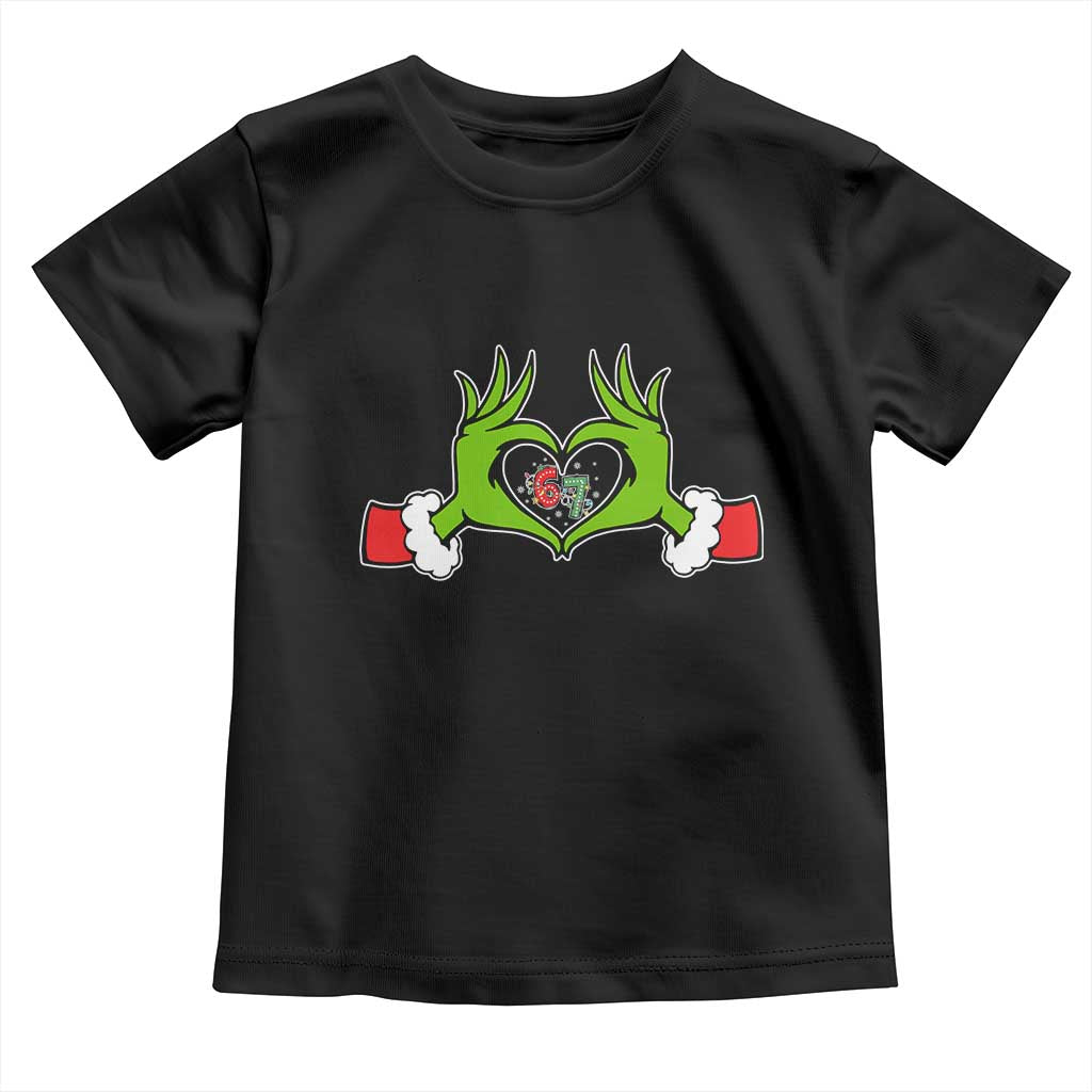 Funny Six Seven Christmas 67 Meme Gen Alpha Elf Heart Hands Toddler T Shirt TS11 Black Print Your Wear