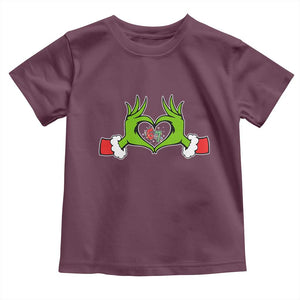 Funny Six Seven Christmas 67 Meme Gen Alpha Elf Heart Hands Toddler T Shirt TS11 Maroon Print Your Wear
