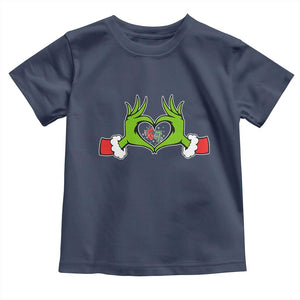 Funny Six Seven Christmas 67 Meme Gen Alpha Elf Heart Hands Toddler T Shirt TS11 Navy Print Your Wear