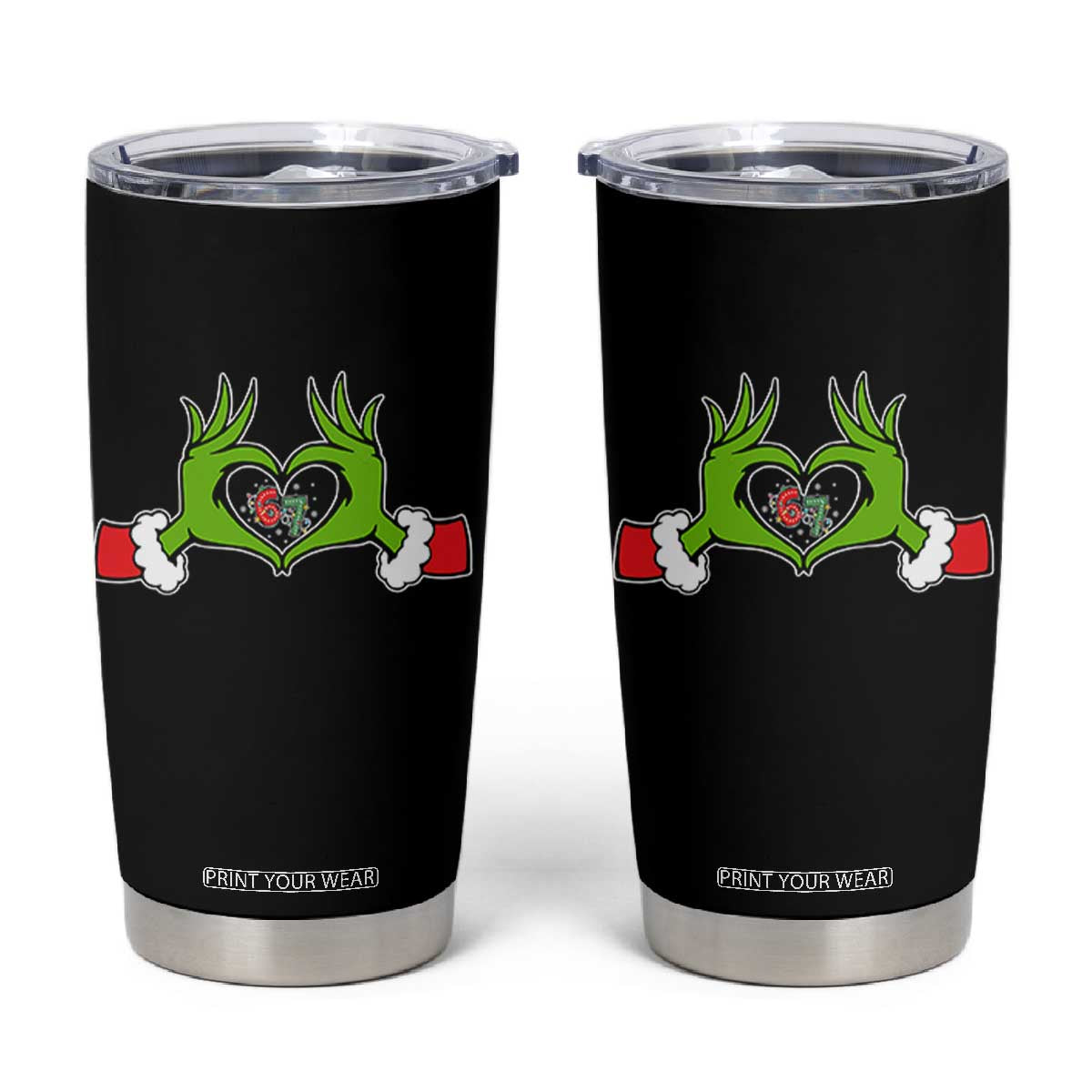 Funny Six Seven Christmas 67 Meme Gen Alpha Elf Heart Hands Tumbler Cup TS11 Black Print Your Wear