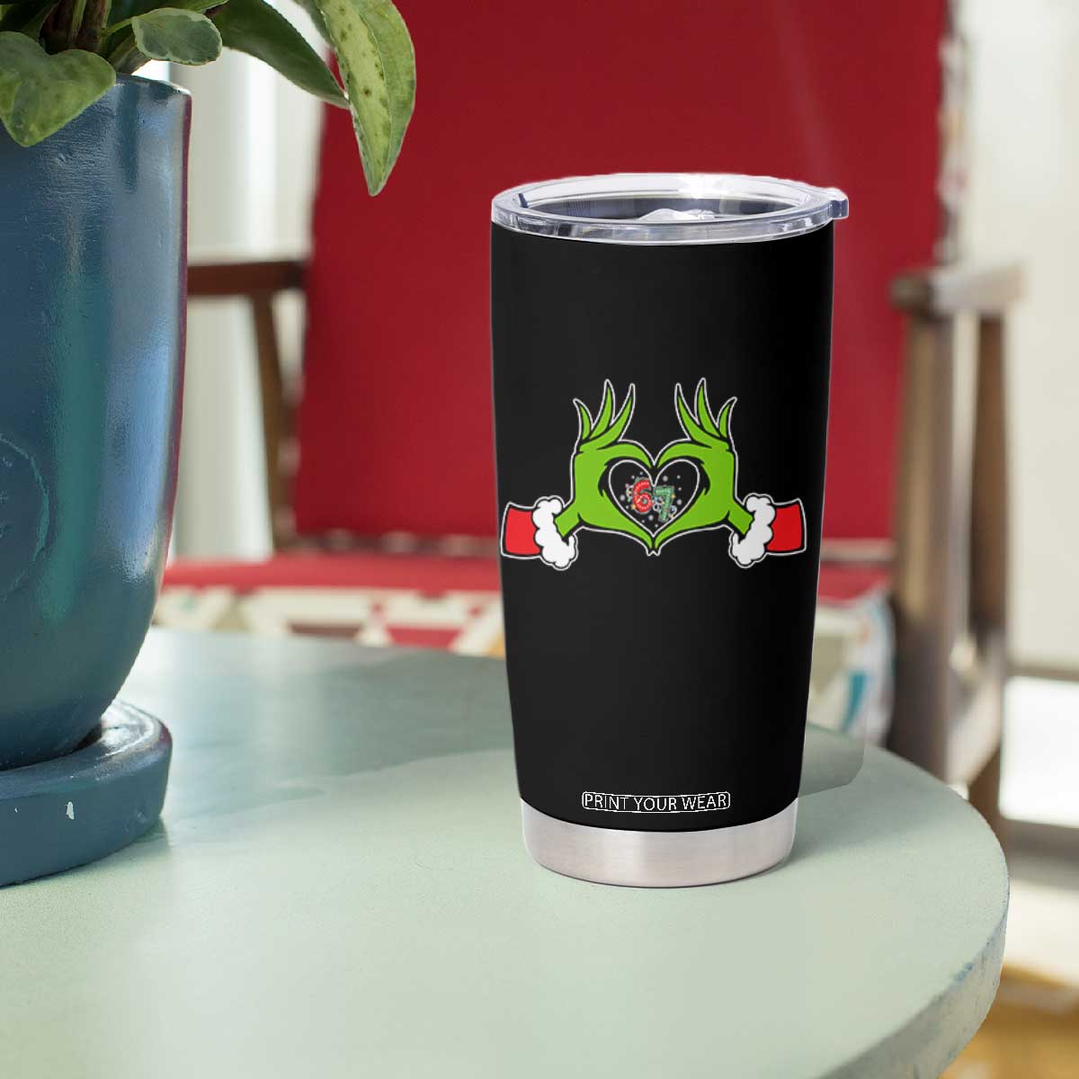 Funny Six Seven Christmas 67 Meme Gen Alpha Elf Heart Hands Tumbler Cup TS11 Print Your Wear