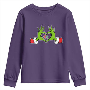 Funny Six Seven Christmas 67 Meme Gen Alpha Elf Heart Hands Youth Sweatshirt TS11 Purple Print Your Wear