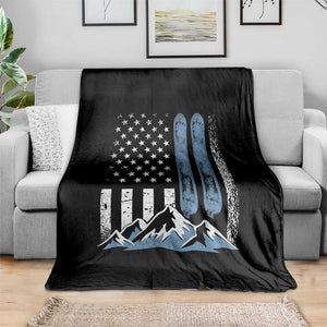 Funny Snowboarding Throw Blanket Vintage American Flag Snowboard Winter Sport TS11 Print Your Wear