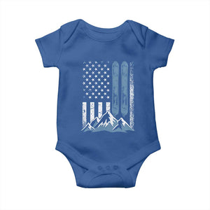 Funny Snowboarding Baby Onesie Vintage American Flag Snowboard Winter Sport TS11 Royal Blue Print Your Wear