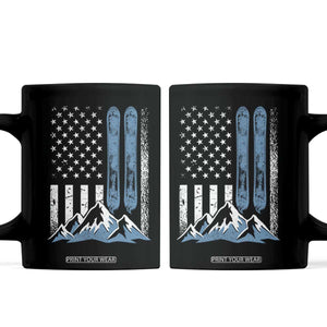 Funny Snowboarding Coffee Mug Vintage American Flag Snowboard Winter Sport TS11 Black Print Your Wear