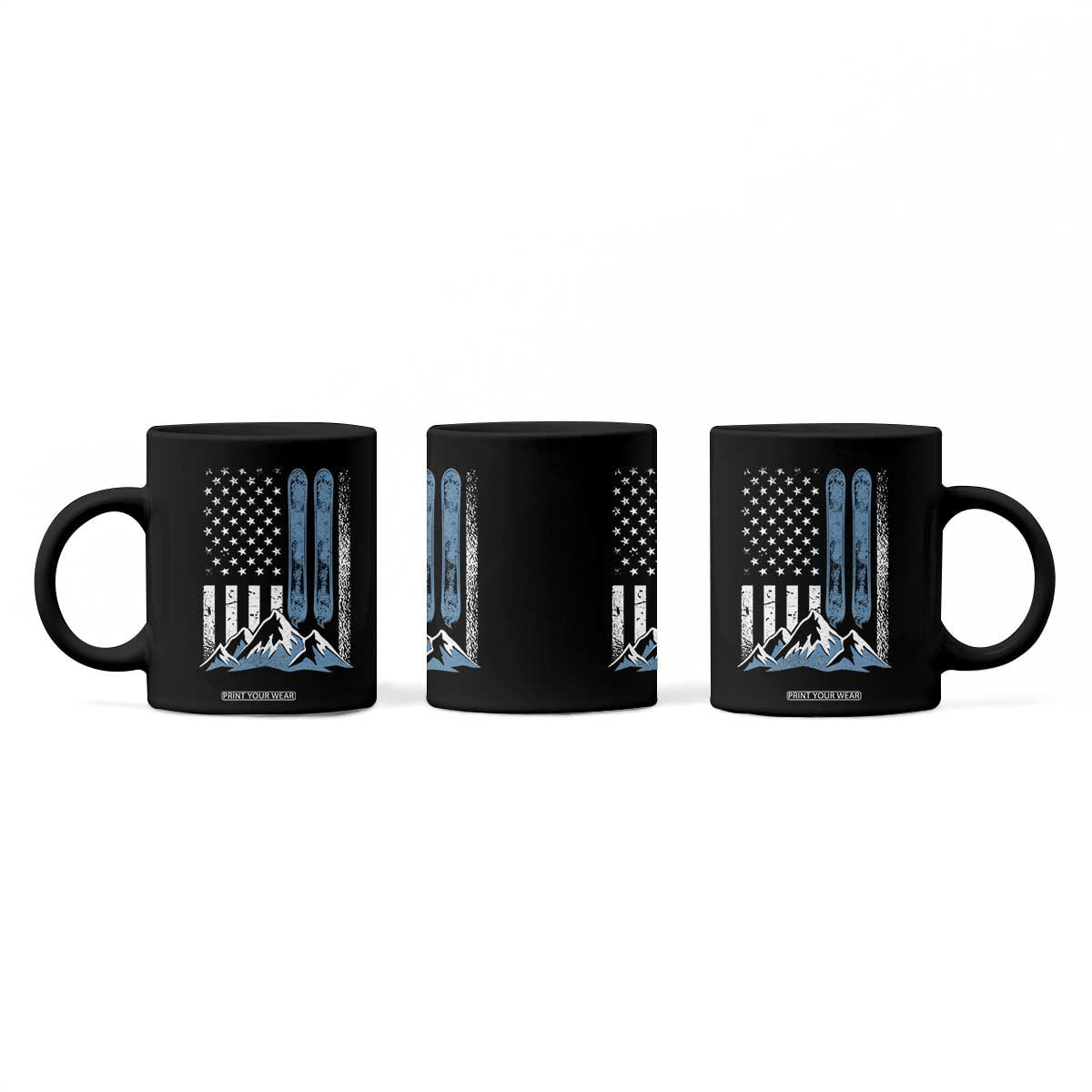 Funny Snowboarding Coffee Mug Vintage American Flag Snowboard Winter Sport TS11 Print Your Wear