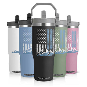 Funny Snowboarding Flip Straw Tumbler Vintage American Flag Snowboard Winter Sport TS11 Print Your Wear