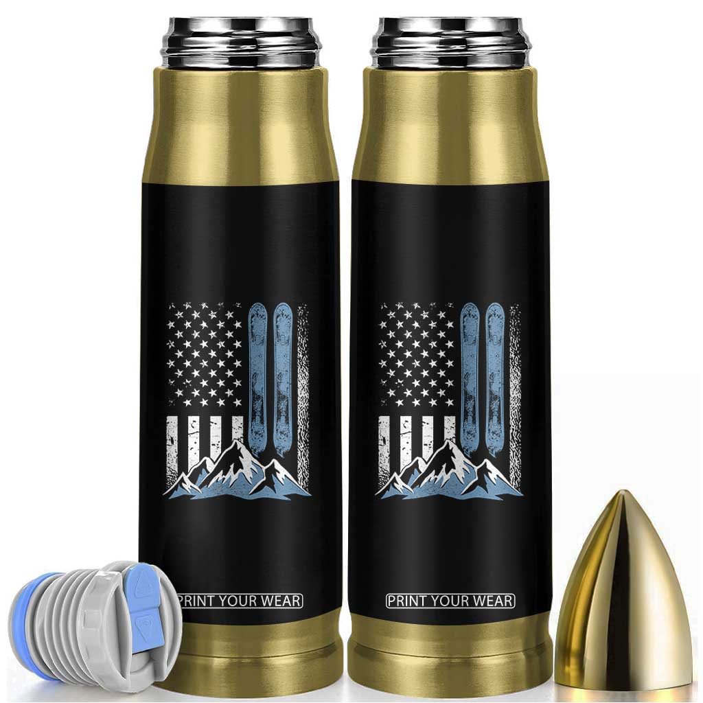 Funny Snowboarding Bullet Tumbler Vintage American Flag Snowboard Winter Sport TS11 Black Print Your Wear