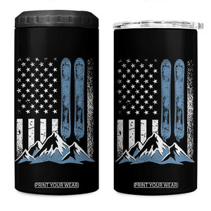 Funny Snowboarding 4 in 1 Can Cooler Tumbler Vintage American Flag Snowboard Winter Sport TS11 One Size: 16 oz Black Print Your Wear