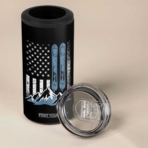 Funny Snowboarding 4 in 1 Can Cooler Tumbler Vintage American Flag Snowboard Winter Sport TS11 Print Your Wear