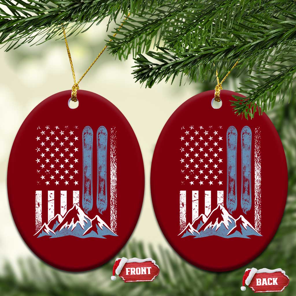 Alpine Skiing Skier Ceramic Ornament Vintage American Flag Winter Sport TS11 Print Your Wear