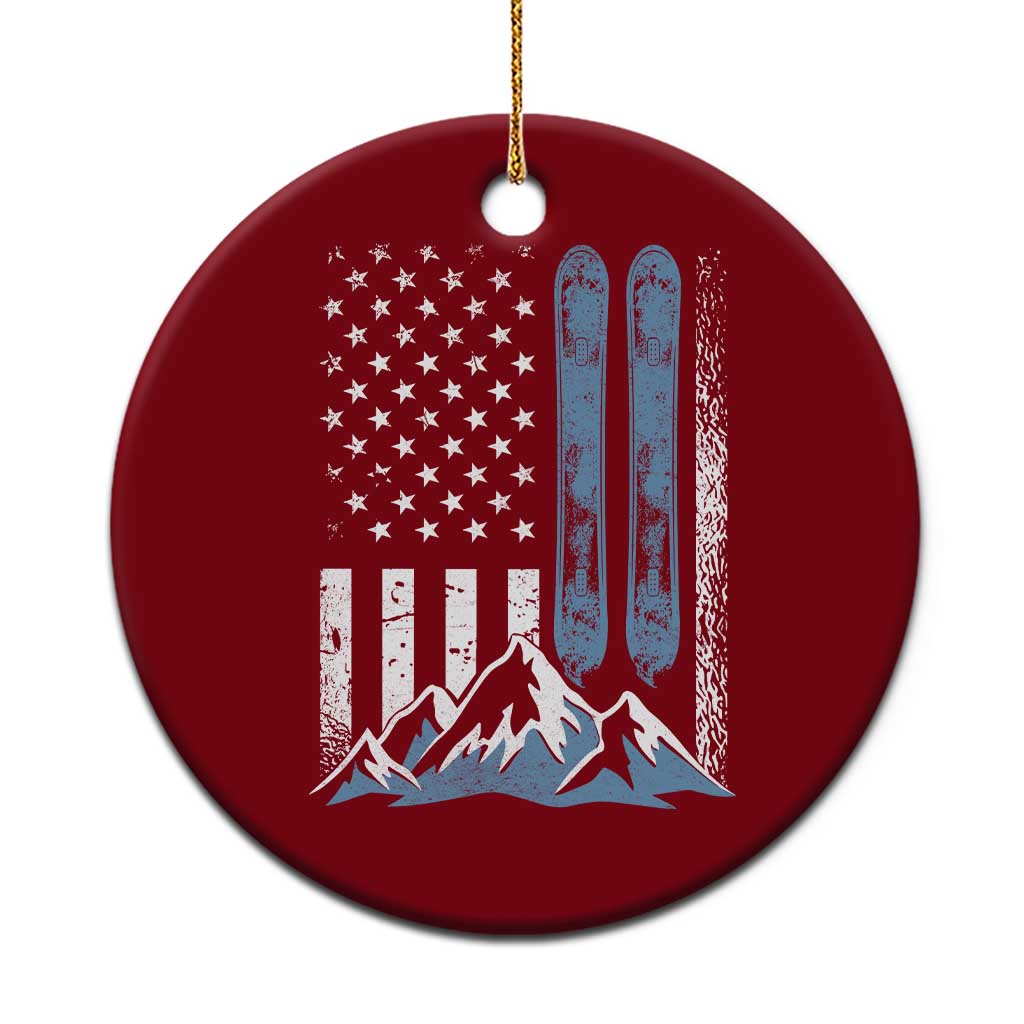 Alpine Skiing Skier Ceramic Ornament Vintage American Flag Winter Sport TS11 1pc Red Print Your Wear
