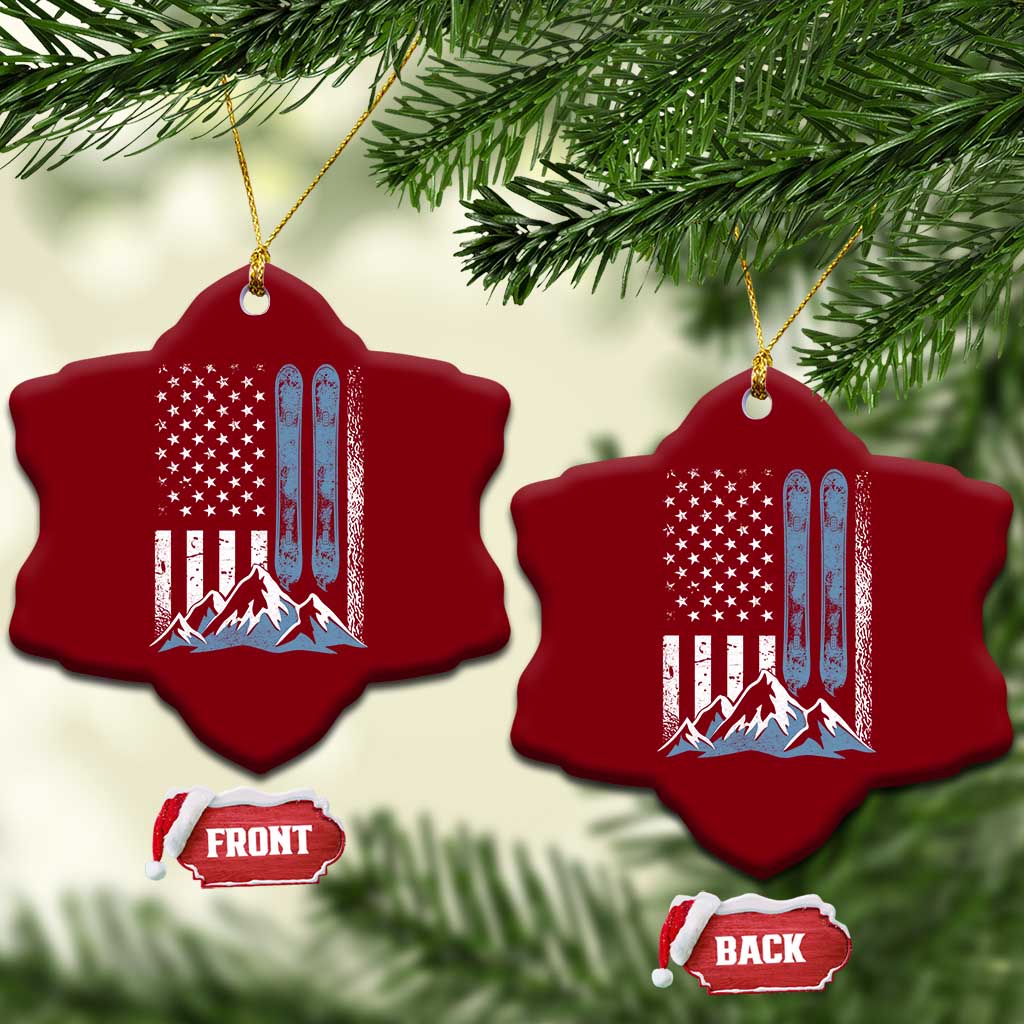 Funny Snowboarding Ceramic Ornament Vintage American Flag Snowboard Winter Sport TS11 Print Your Wear