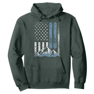 Alpine Skiing Skier Hoodie Vintage American Flag Winter Sport TS11 Dark Forest Green Print Your Wear
