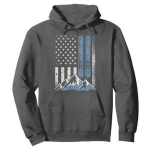 Alpine Skiing Skier Hoodie Vintage American Flag Winter Sport TS11 Dark Heather Print Your Wear