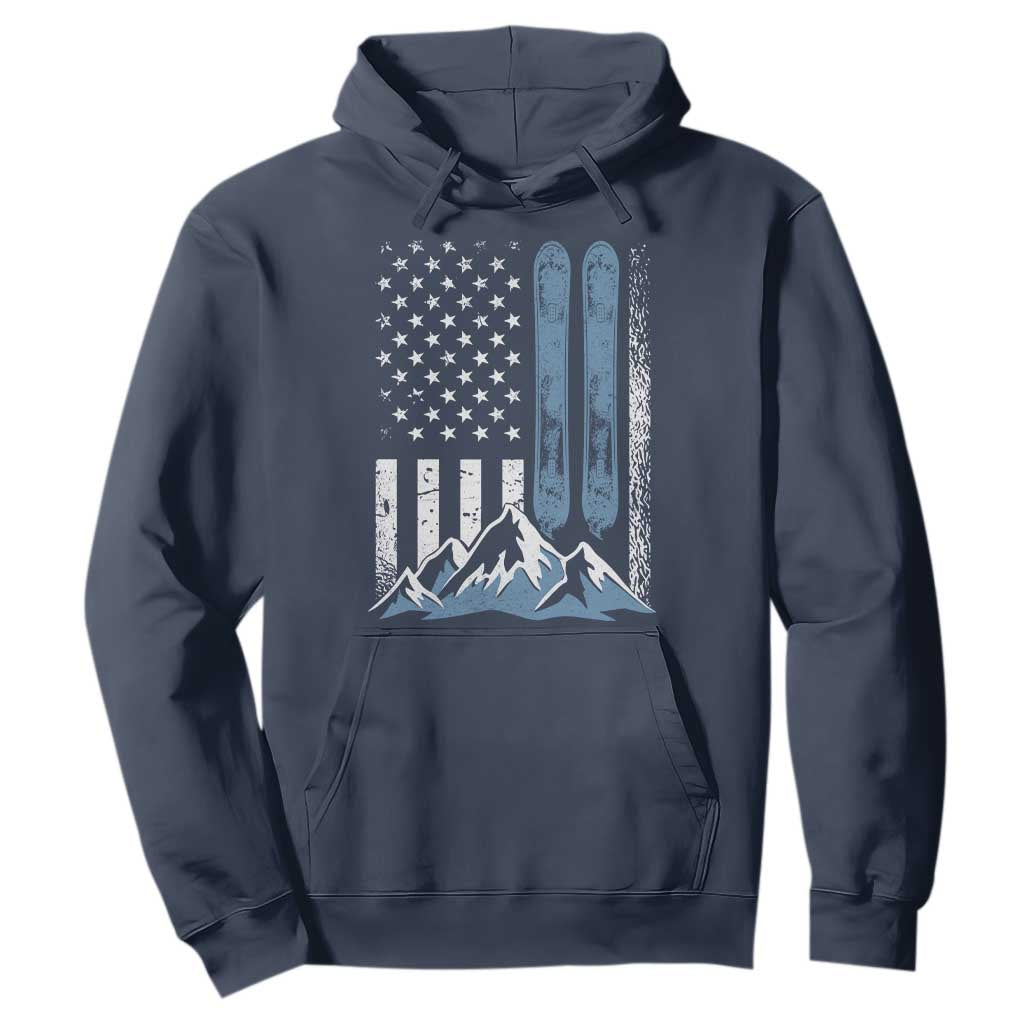 Alpine Skiing Skier Hoodie Vintage American Flag Winter Sport TS11 Navy Print Your Wear