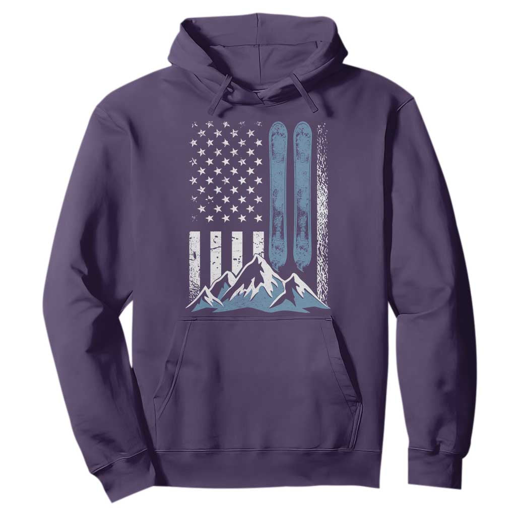 Funny Snowboarding Hoodie Vintage American Flag Snowboard Winter Sport TS11 Purple Print Your Wear
