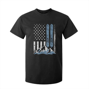 Alpine Skiing Skier T Shirt For Kid Vintage American Flag Winter Sport TS11 Black Print Your Wear