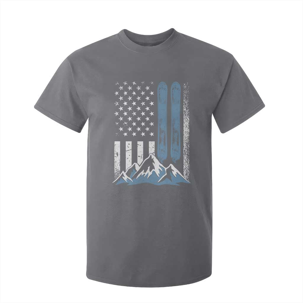 Alpine Skiing Skier T Shirt For Kid Vintage American Flag Winter Sport TS11 Charcoal Print Your Wear