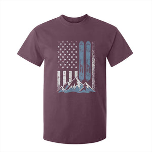 Funny Snowboarding T Shirt For Kid Vintage American Flag Snowboard Winter Sport TS11 Maroon Print Your Wear