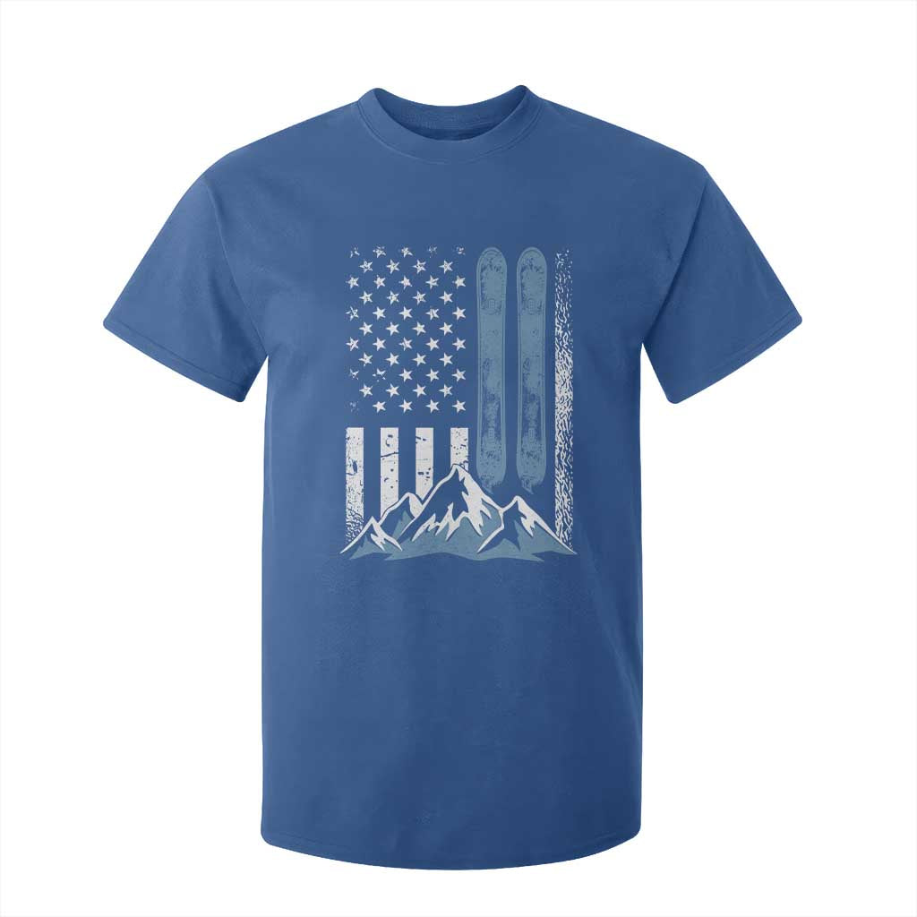 Alpine Skiing Skier T Shirt For Kid Vintage American Flag Winter Sport TS11 Royal Blue Print Your Wear