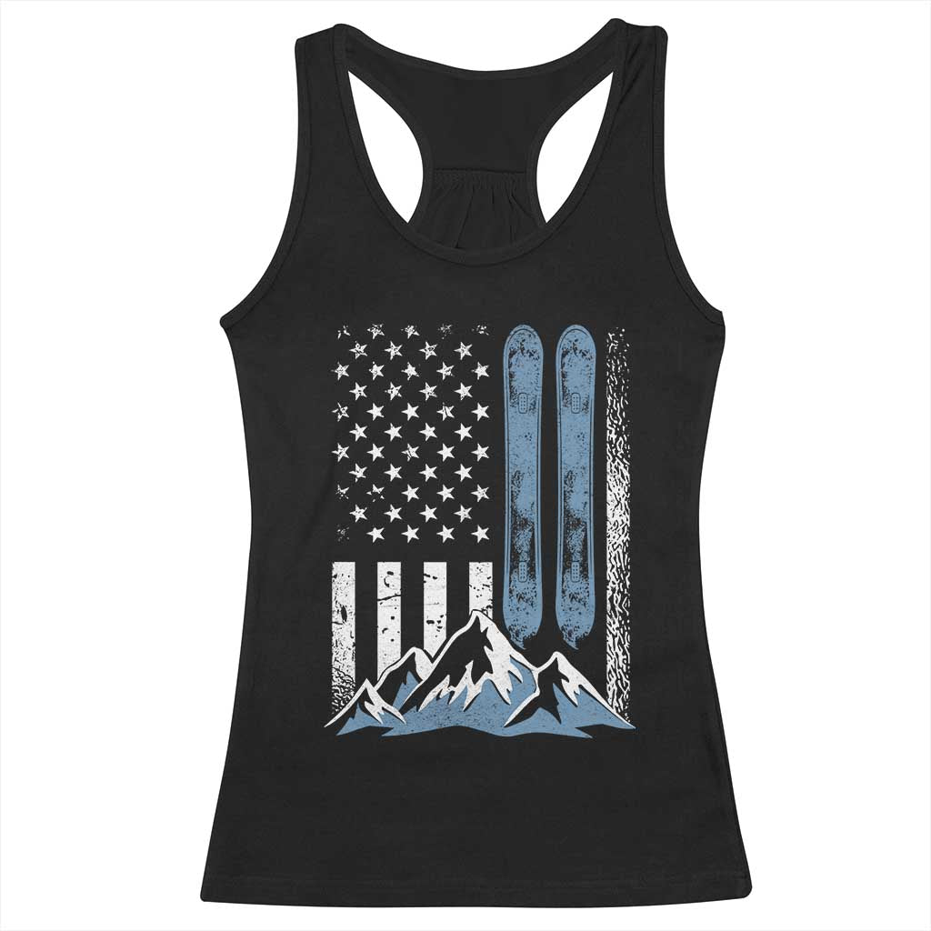 Alpine Skiing Skier Racerback Tank Top Vintage American Flag Winter Sport TS11 Black Print Your Wear