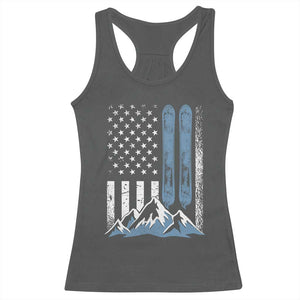 Funny Snowboarding Racerback Tank Top Vintage American Flag Snowboard Winter Sport TS11 Dark Heather Print Your Wear