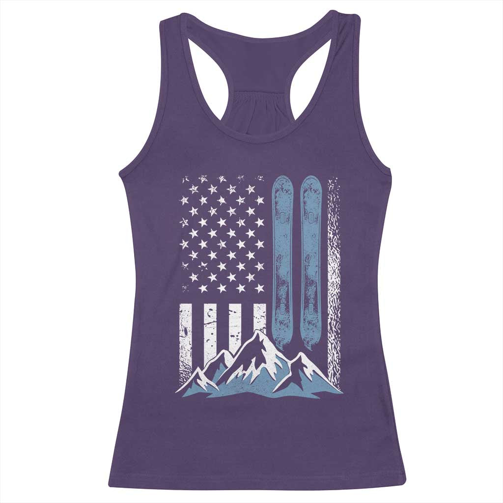 Funny Snowboarding Racerback Tank Top Vintage American Flag Snowboard Winter Sport TS11 Purple Print Your Wear