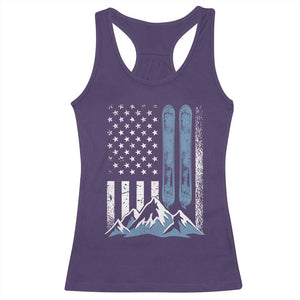 Funny Snowboarding Racerback Tank Top Vintage American Flag Snowboard Winter Sport TS11 Purple Print Your Wear