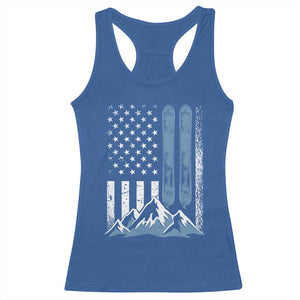 Alpine Skiing Skier Racerback Tank Top Vintage American Flag Winter Sport TS11 Royal Blue Print Your Wear