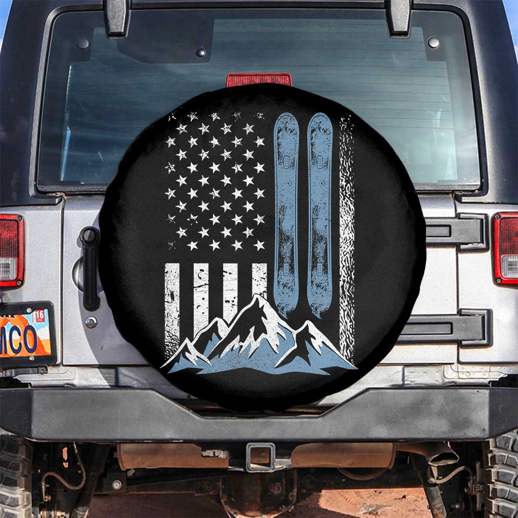 Funny Snowboarding Spare Tire Cover Vintage American Flag Snowboard Winter Sport TS11 No hole Black Print Your Wear