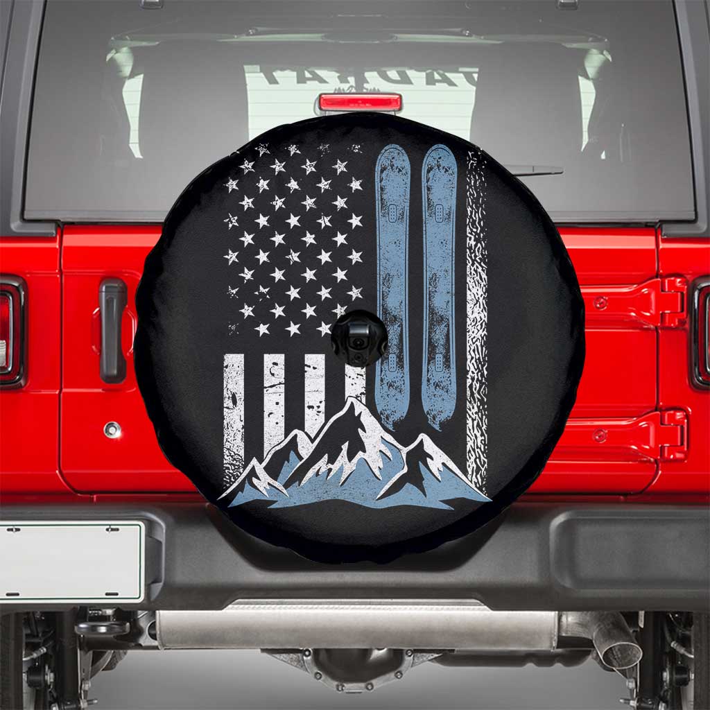 Funny Snowboarding Spare Tire Cover Vintage American Flag Snowboard Winter Sport TS11 Black Print Your Wear
