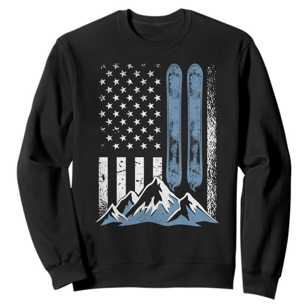 Funny Snowboarding Sweatshirt Vintage American Flag Snowboard Winter Sport TS11 Black Print Your Wear
