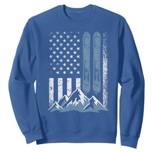 Funny Snowboarding Sweatshirt Vintage American Flag Snowboard Winter Sport TS11 Royal Blue Print Your Wear