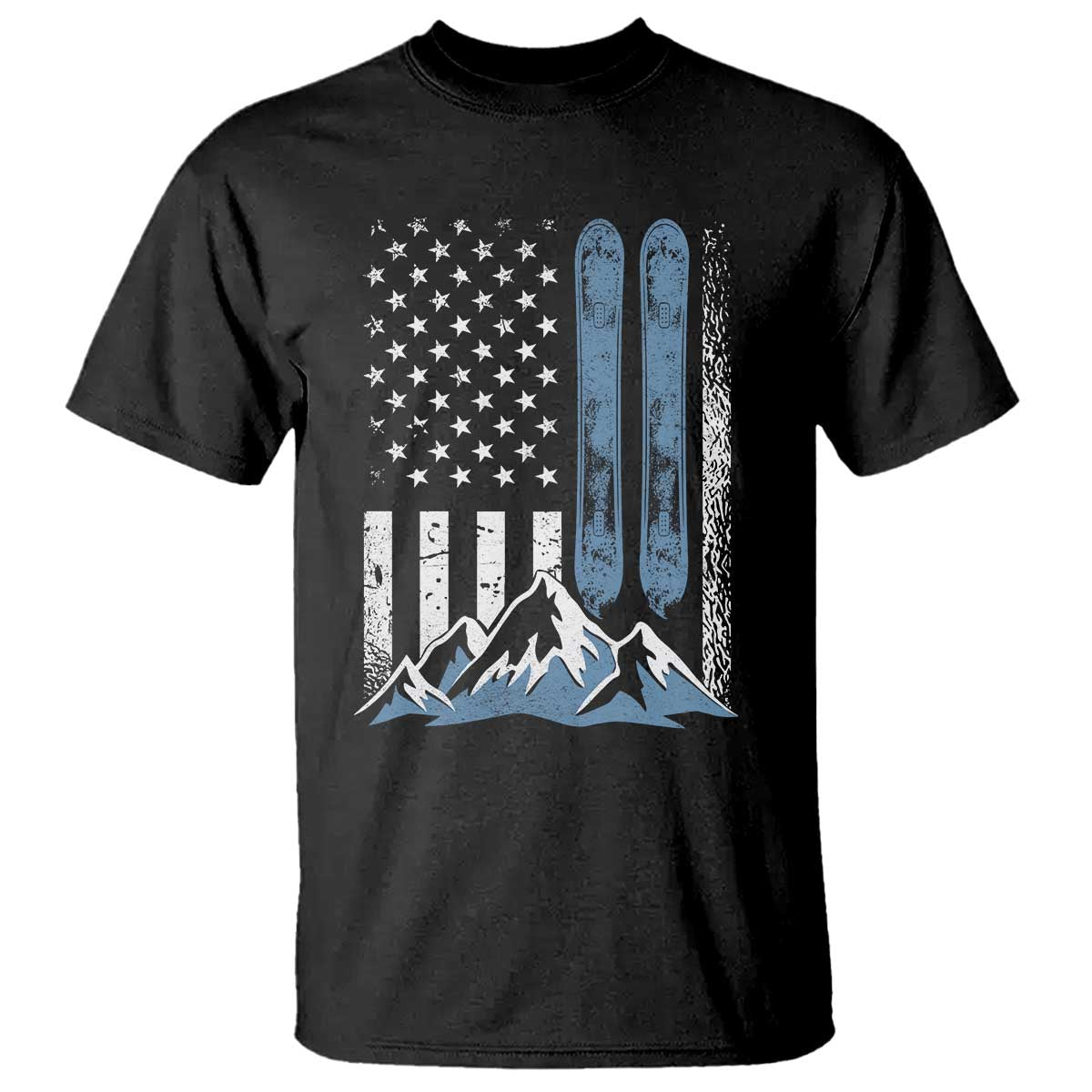Alpine Skiing Skier T Shirt Vintage American Flag Winter Sport TS11 Black Print Your Wear
