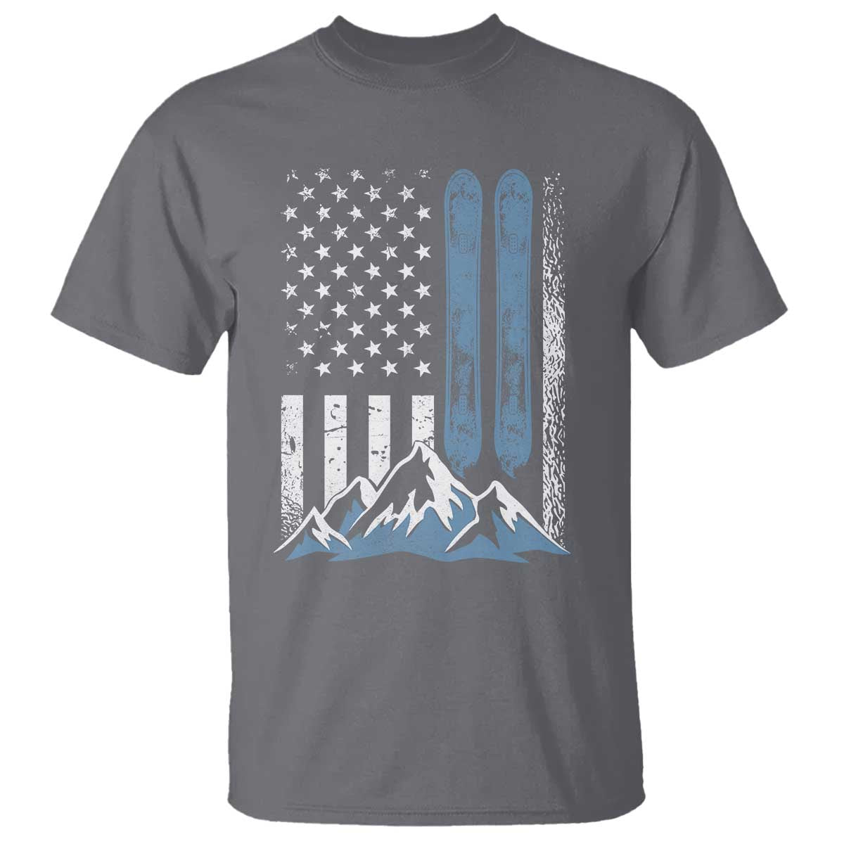Alpine Skiing Skier T Shirt Vintage American Flag Winter Sport TS11 Charcoal Print Your Wear