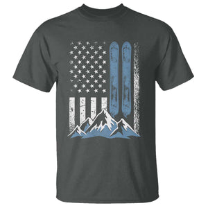 Alpine Skiing Skier T Shirt Vintage American Flag Winter Sport TS11 Dark Heather Print Your Wear