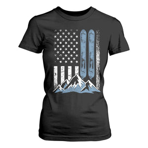 Alpine Skiing Skier T Shirt For Women Vintage American Flag Winter Sport TS11 Black Print Your Wear